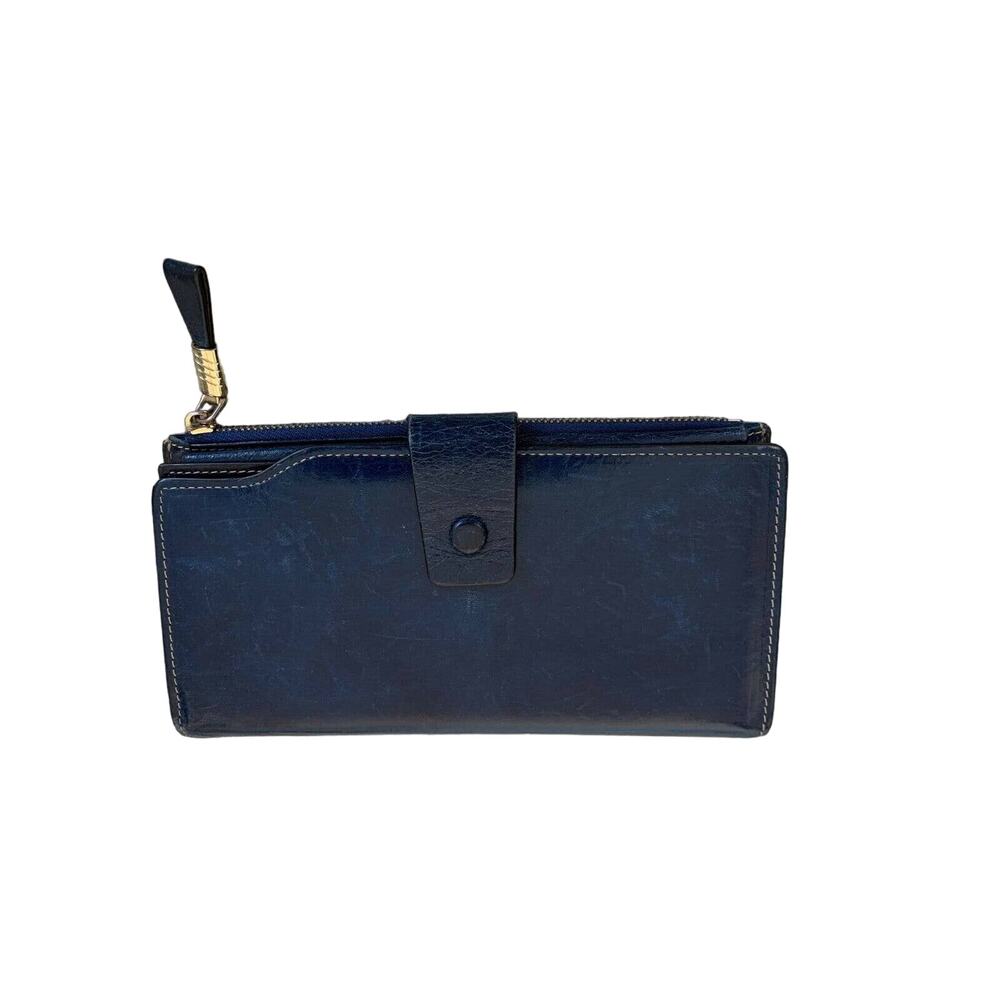 leather bifold wallet deep blue multi card holder